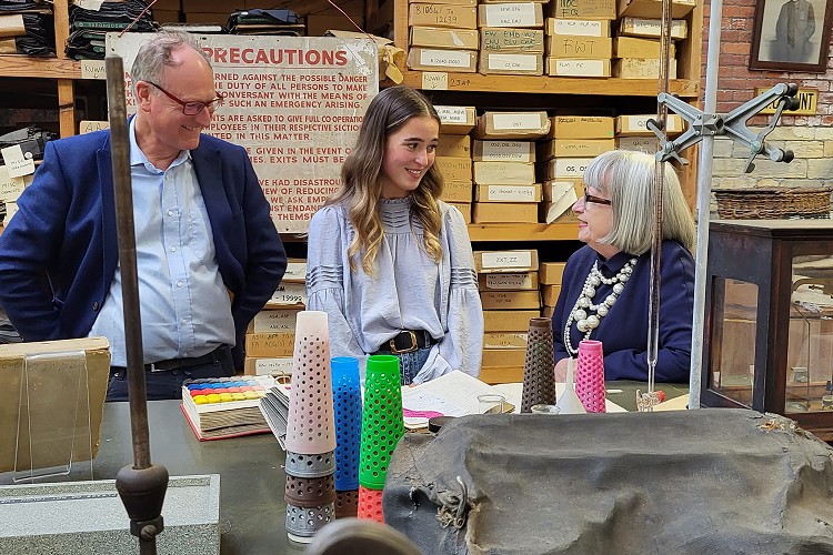 Willia, Isabel and Esme in the archive her at Sunny Bank Mills